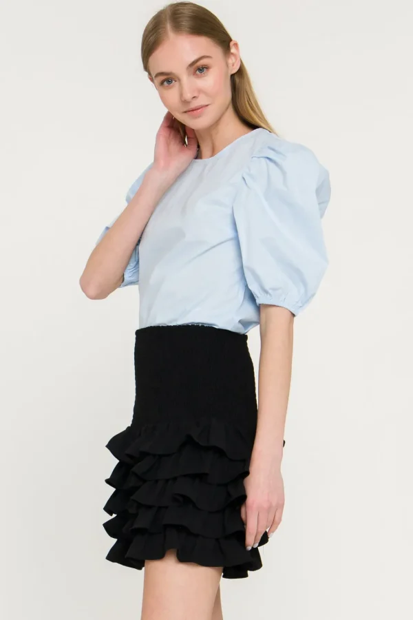 ENGLISH FACTORY Tops*- Poplin Puff Sleeve Top
