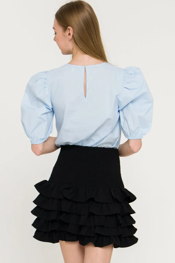 ENGLISH FACTORY Tops*- Poplin Puff Sleeve Top