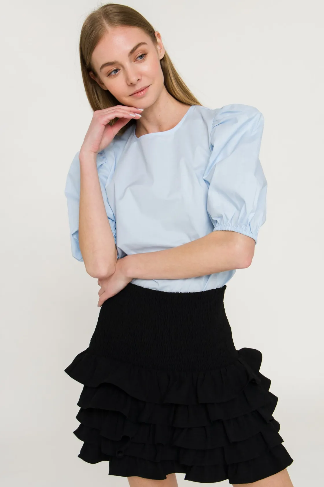 english_factory__poplin_p_28.webp ENGLISH FACTORY Tops*- Poplin Puff Sleeve Top