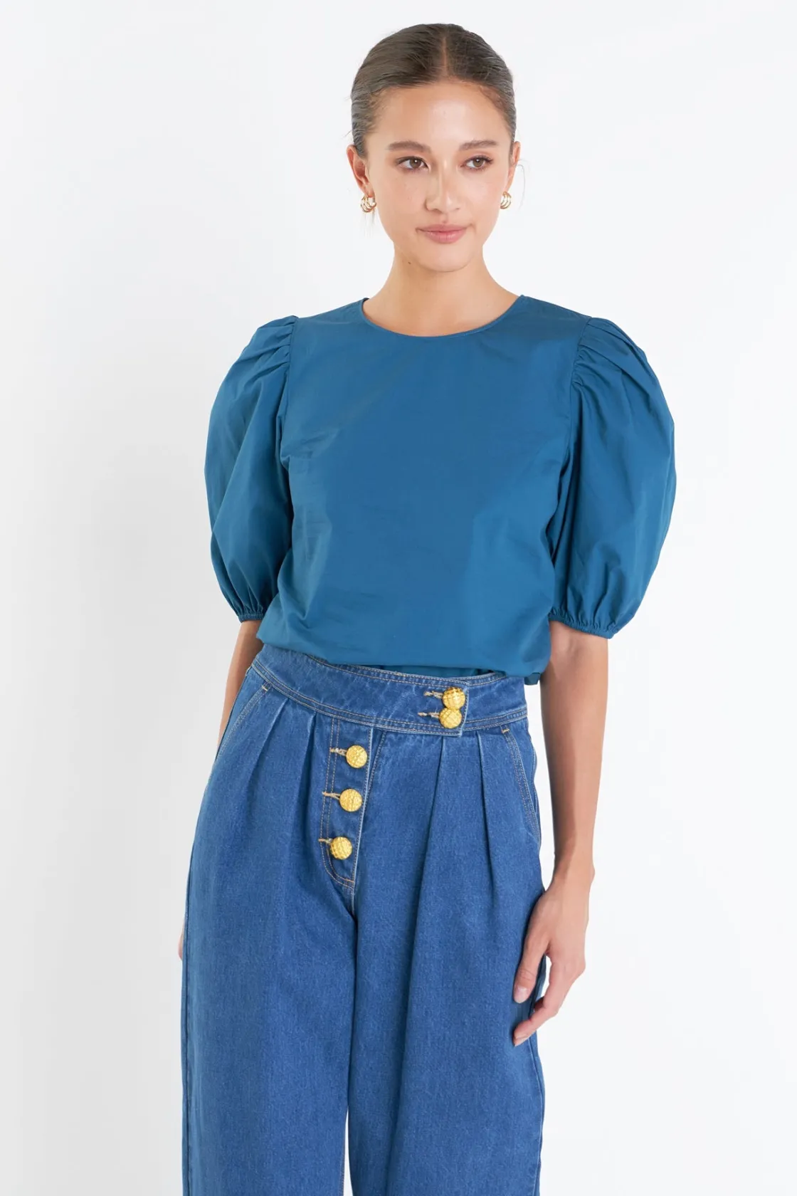 english_factory__poplin_p_3.webp ENGLISH FACTORY Tops*- Poplin Puff Sleeve Top
