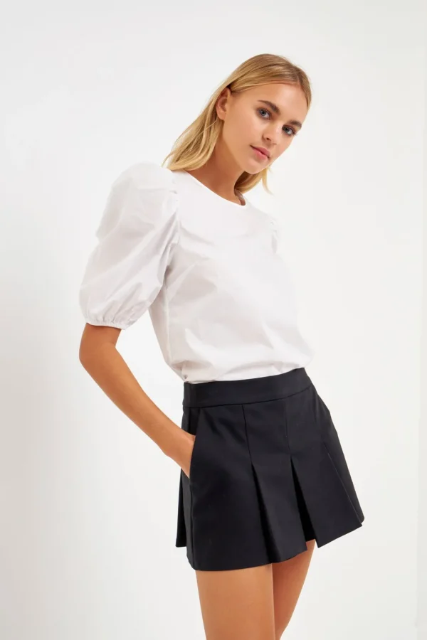ENGLISH FACTORY Tops*- Poplin Puff Sleeve Top