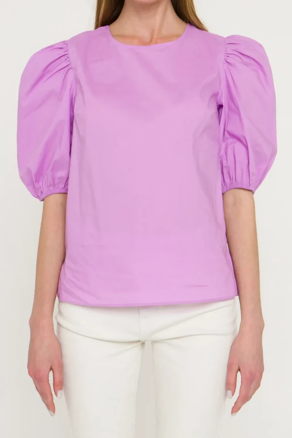 ENGLISH FACTORY Tops*- Poplin Puff Sleeve Top