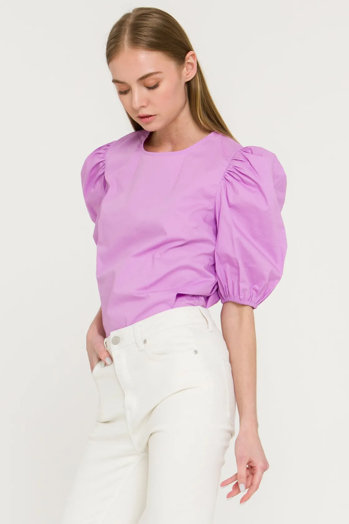 english_factory__poplin_p_36.webp ENGLISH FACTORY Tops*- Poplin Puff Sleeve Top