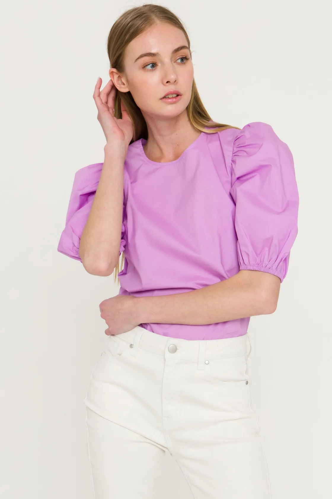 english_factory__poplin_p_38.webp ENGLISH FACTORY Tops*- Poplin Puff Sleeve Top