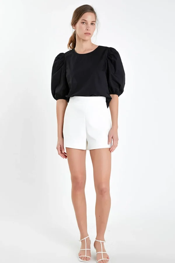 ENGLISH FACTORY Tops*- Poplin Puff Sleeve Top