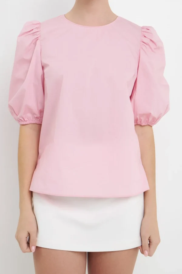 ENGLISH FACTORY Tops*- Poplin Puff Sleeve Top