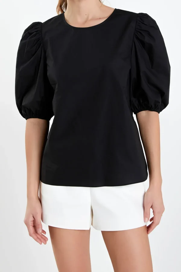 ENGLISH FACTORY Tops*- Poplin Puff Sleeve Top