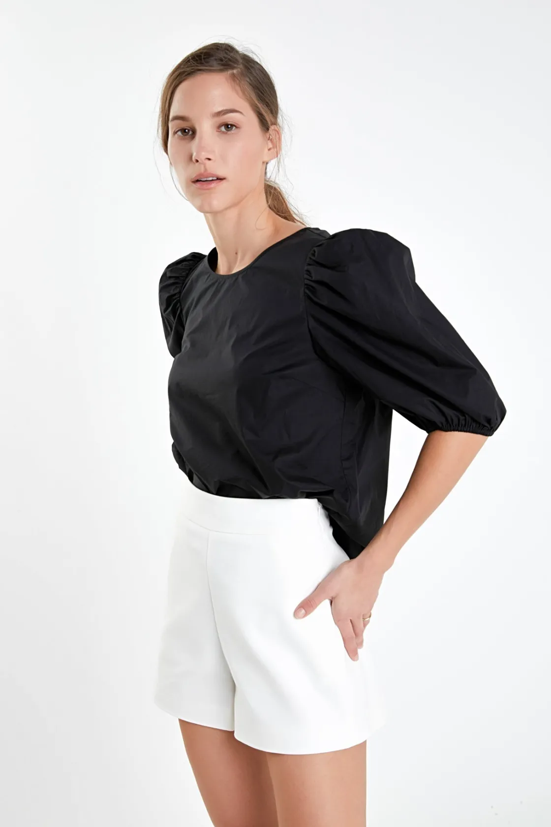 english_factory__poplin_p_8.webp ENGLISH FACTORY Tops*- Poplin Puff Sleeve Top