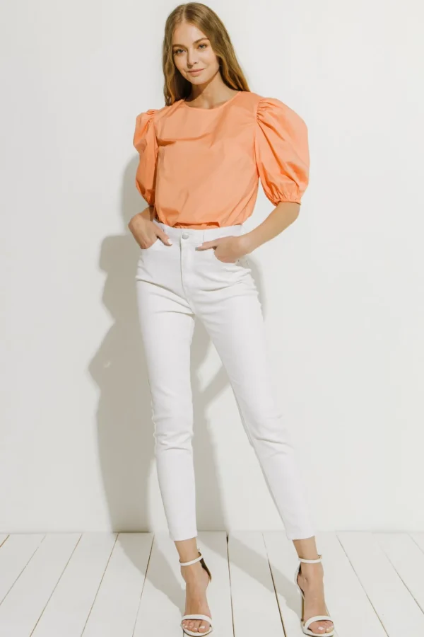 ENGLISH FACTORY Tops*- Poplin Puff Sleeve Top