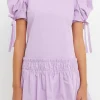 ENGLISH FACTORY Tops*- Poplin Ruffle Dress with Tied Detail LILAC