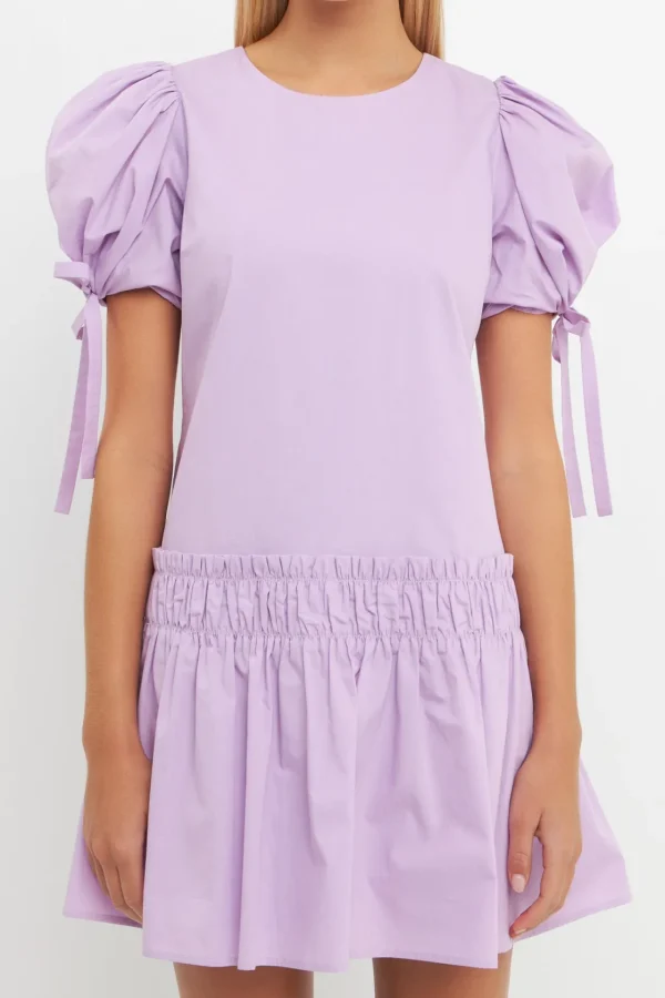 ENGLISH FACTORY Tops*- Poplin Ruffle Dress with Tied Detail LILAC