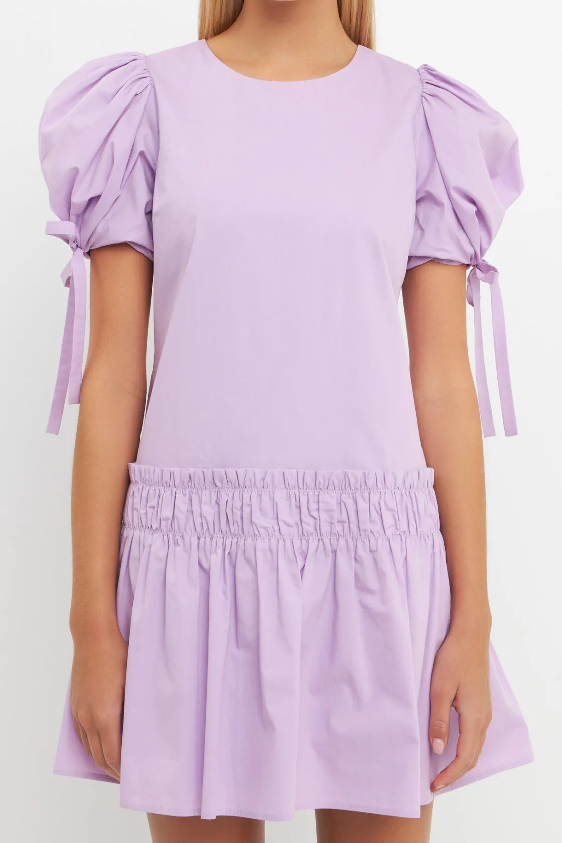 english_factory__poplin_r_0.webp ENGLISH FACTORY Tops*- Poplin Ruffle Dress with Tied Detail LILAC