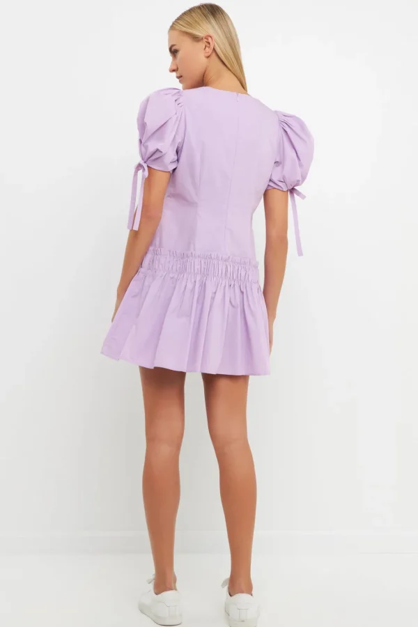 ENGLISH FACTORY Tops*- Poplin Ruffle Dress with Tied Detail LILAC