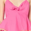 ENGLISH FACTORY Tops*- Poplin Tiered Maxi Dress with Ric Rac Trim HOTPINK