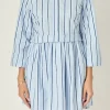 ENGLISH FACTORY Tops*- Poppy Sailor Stripe Shirt Mini Dress POWDERBLUE/NAVY