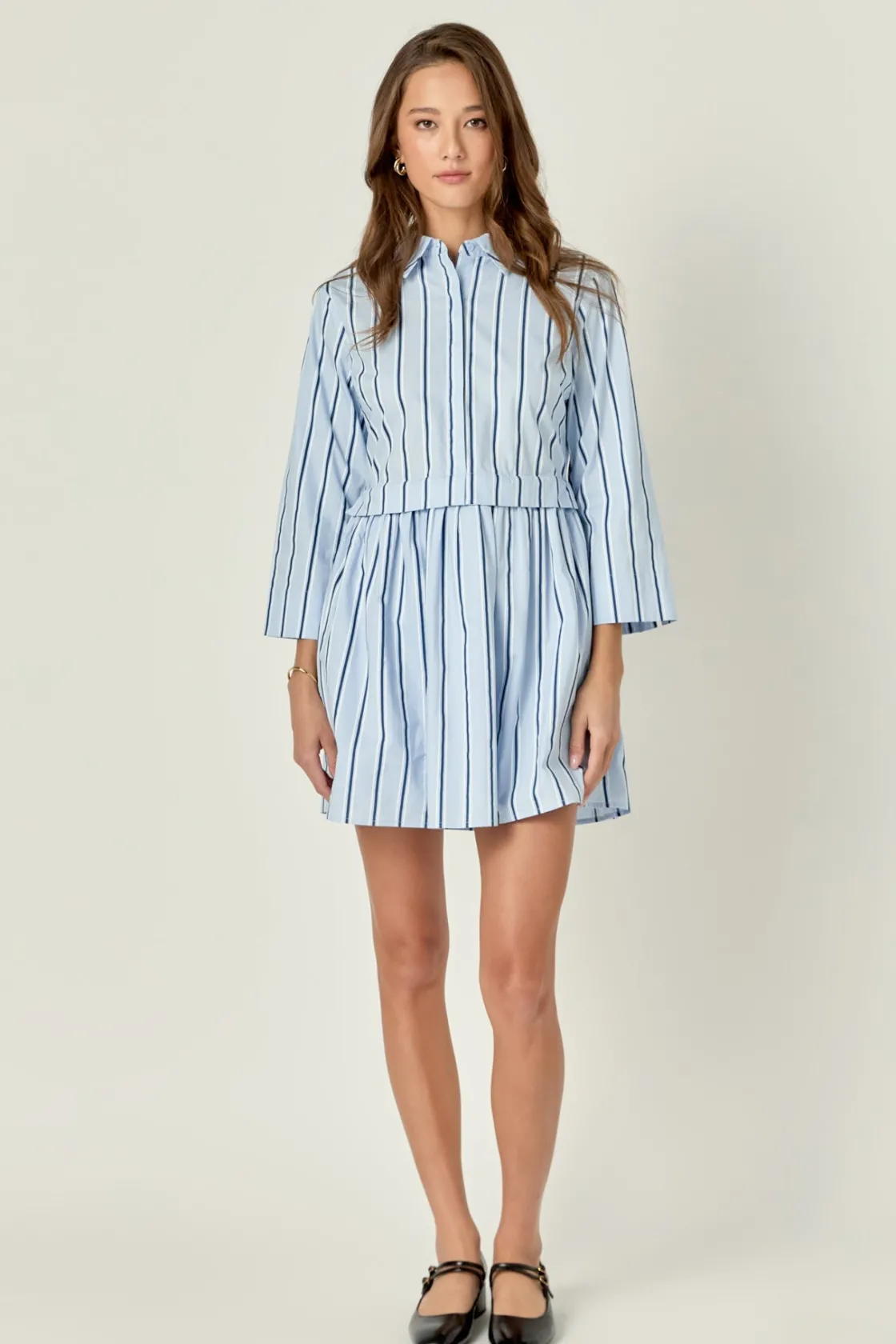 english_factory__poppy_sa_3.webp ENGLISH FACTORY Tops*- Poppy Sailor Stripe Shirt Mini Dress POWDERBLUE/NAVY