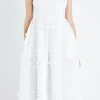 ENGLISH FACTORY Tops*- Poprin Heart Embroidery Bustier Midi Dress WHITE
