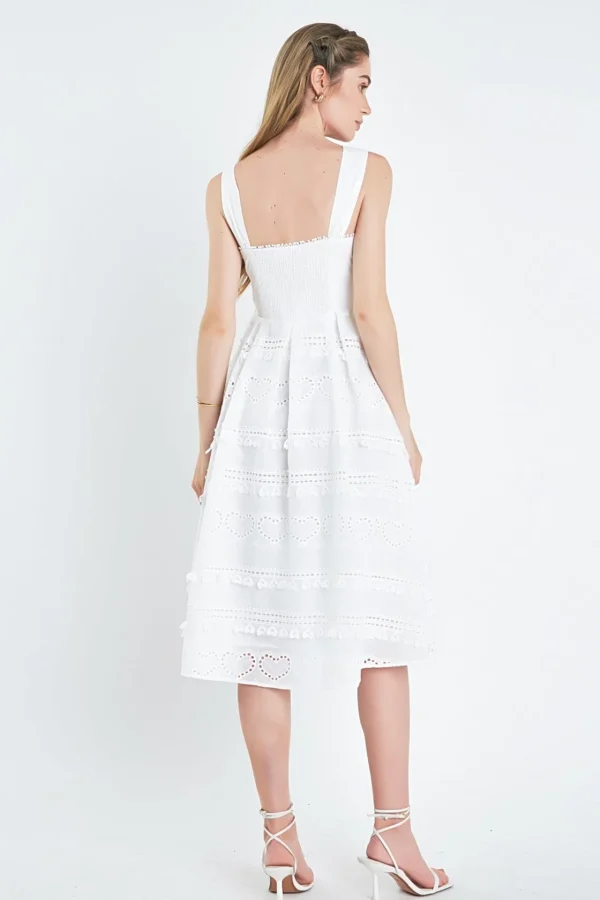 ENGLISH FACTORY Tops*- Poprin Heart Embroidery Bustier Midi Dress WHITE