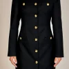 ENGLISH FACTORY Tops*- Power Shoulder Mini Dress BLACK