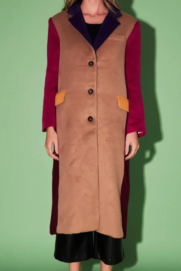 ENGLISH FACTORY Tops*- Premium Oversize Color block Coat CAMELMULTI