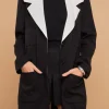 ENGLISH FACTORY Tops*- Premium Coat with Contrast Sailor Collar BLACK/WHITE