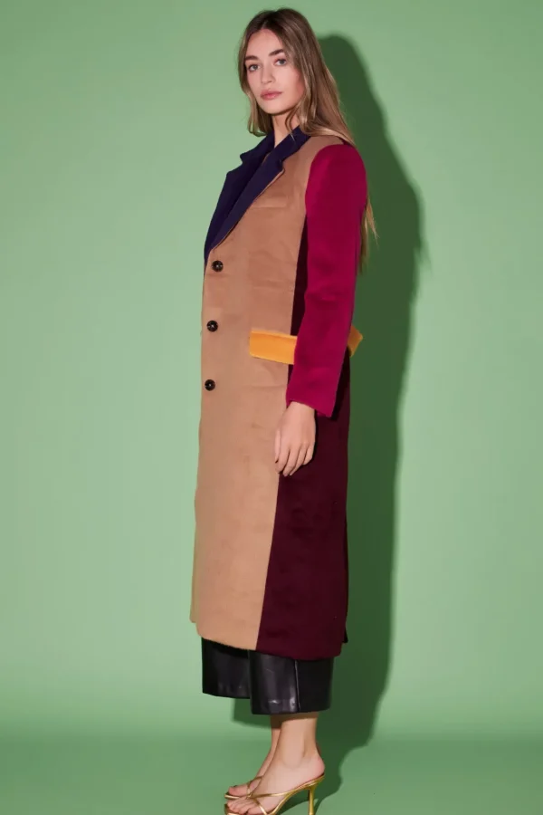 ENGLISH FACTORY Tops*- Premium Oversize Color block Coat CAMELMULTI