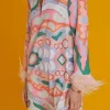 ENGLISH FACTORY Tops*- Print Mini Tunic Dress With Feather MULTI