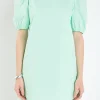ENGLISH FACTORY Tops*- Puff Sleeve Mini Dress GREEN