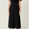 ENGLISH FACTORY Tops*- Puff Sleeves Midi Dress BLACK