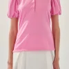 ENGLISH FACTORY Tops*- Puff Sleeve Jersey Top PINK