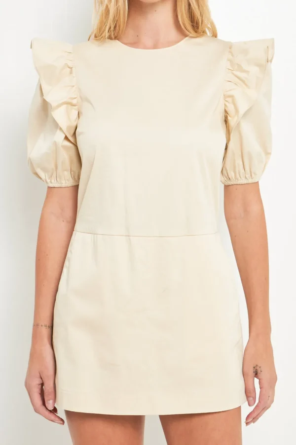 ENGLISH FACTORY Tops*- Puff sleeve with Stretched Romper IVORY