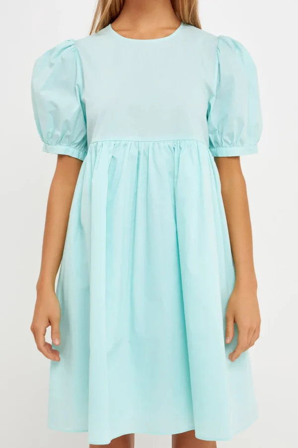 ENGLISH FACTORY Tops*- Puff Sleeve Babydoll Dress