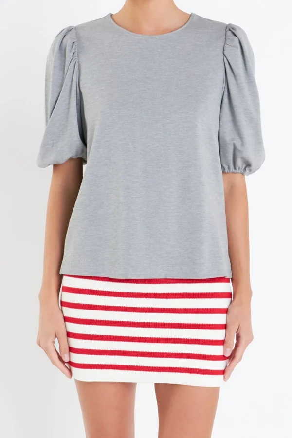 ENGLISH FACTORY Tops*- Puff Sleeve Ponte Top