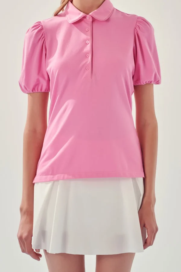 ENGLISH FACTORY Tops*- Puff Sleeve Jersey Top PINK
