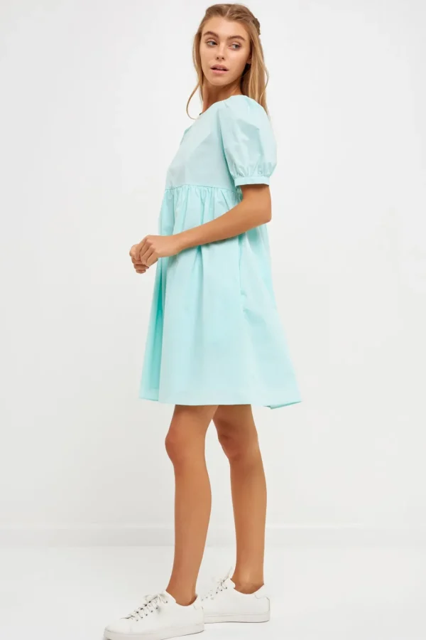 ENGLISH FACTORY Tops*- Puff Sleeve Babydoll Dress