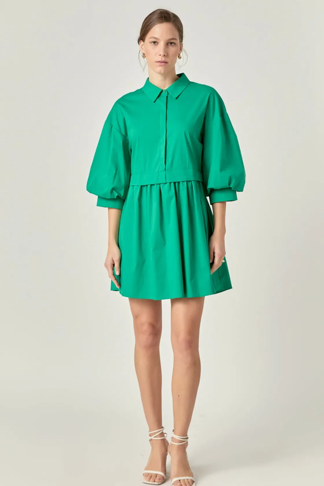 english_factory__puff_sle_1-8.webp ENGLISH FACTORY Tops*- Puff Sleeve Shirt Dress