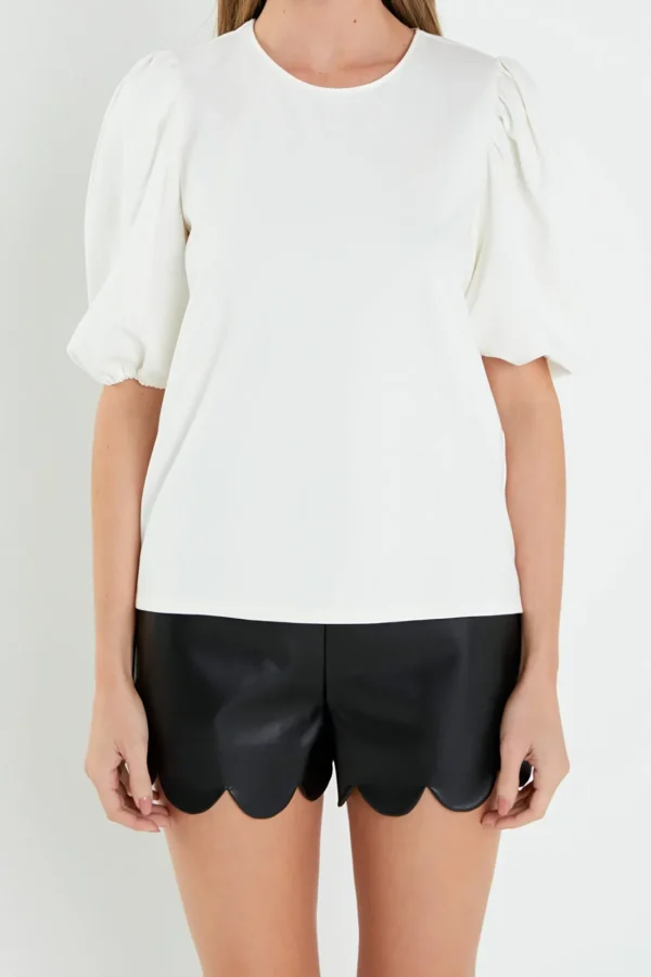 ENGLISH FACTORY Tops*- Puff Sleeve Ponte Top