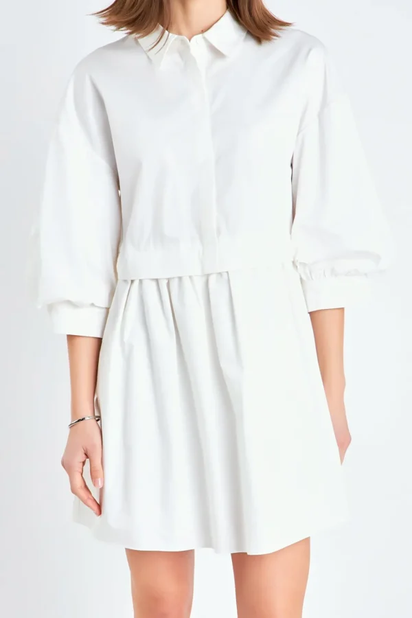 ENGLISH FACTORY Tops*- Puff Sleeve Shirt Dress