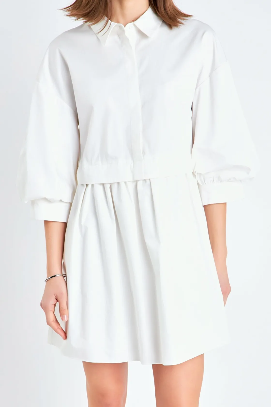 english_factory__puff_sle_10-2.webp ENGLISH FACTORY Tops*- Puff Sleeve Shirt Dress