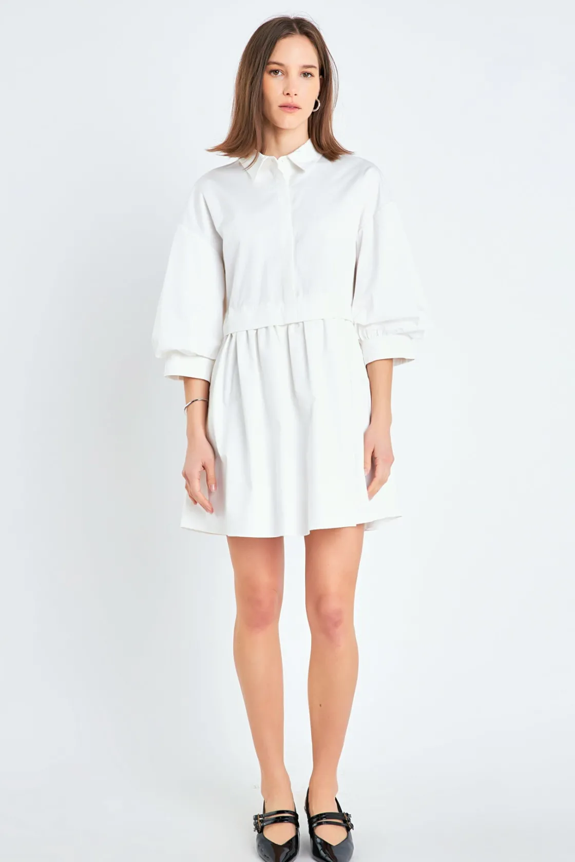 english_factory__puff_sle_11-2.webp ENGLISH FACTORY Tops*- Puff Sleeve Shirt Dress