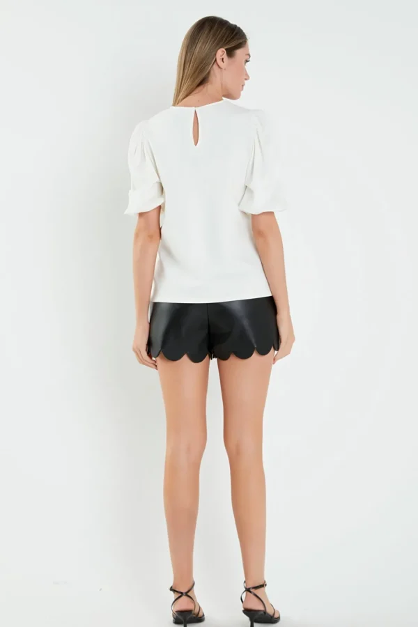 ENGLISH FACTORY Tops*- Puff Sleeve Ponte Top