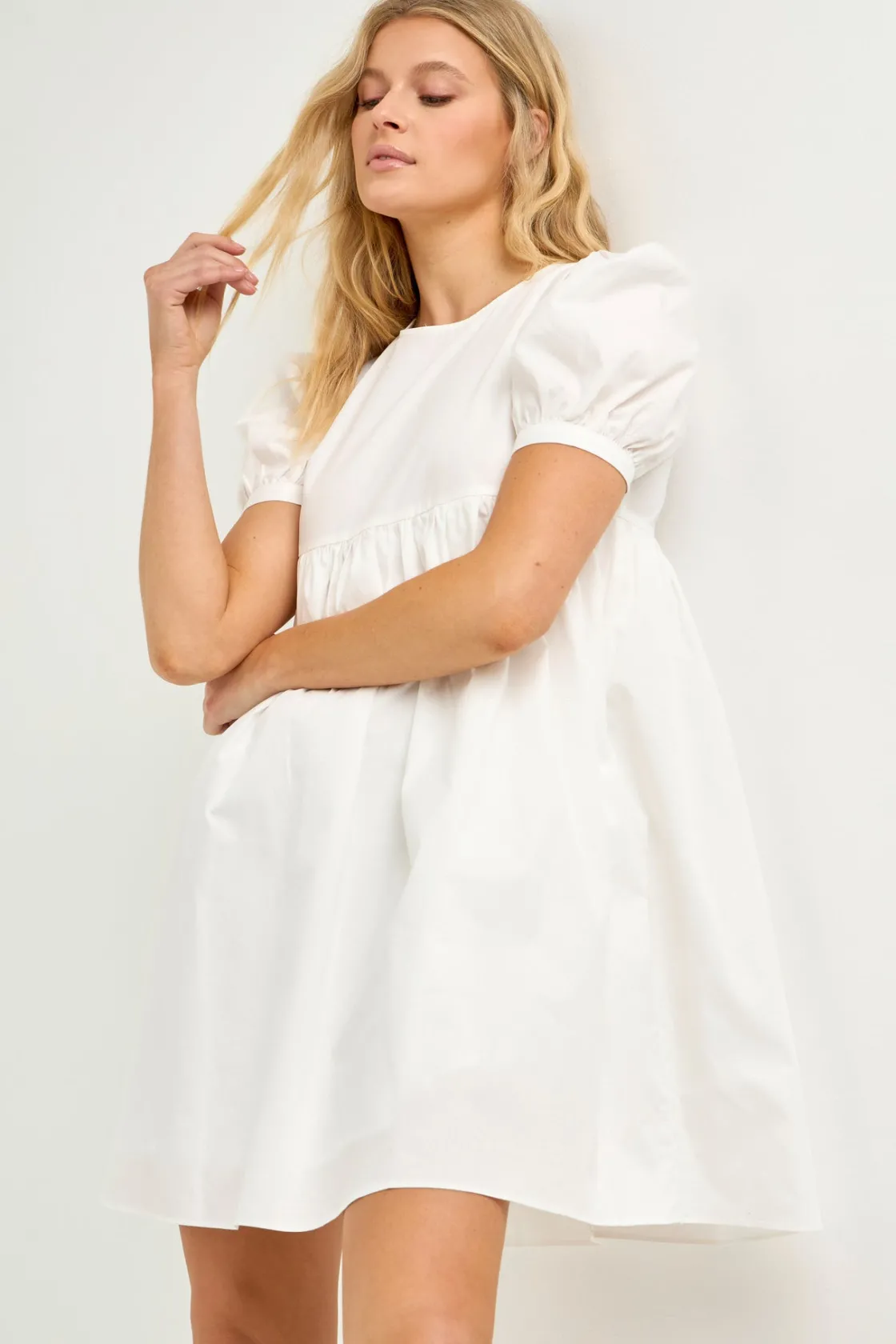 english_factory__puff_sle_13.webp ENGLISH FACTORY Tops*- Puff Sleeve Babydoll Dress