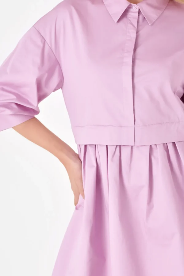 ENGLISH FACTORY Tops*- Puff Sleeve Shirt Dress