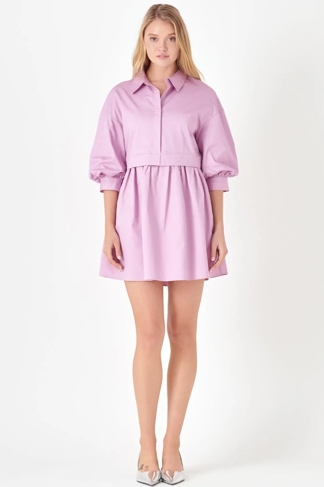 english_factory__puff_sle_16-1.webp ENGLISH FACTORY Tops*- Puff Sleeve Shirt Dress