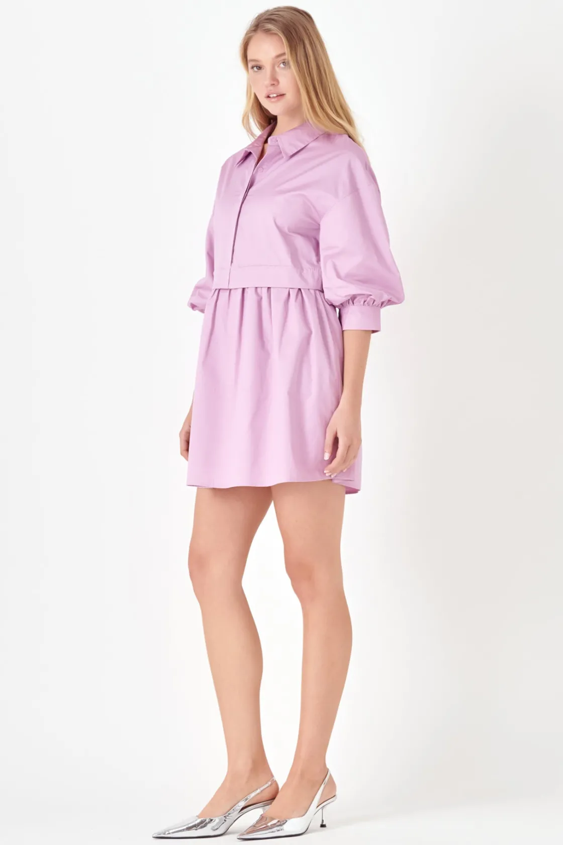 english_factory__puff_sle_17-1.webp ENGLISH FACTORY Tops*- Puff Sleeve Shirt Dress