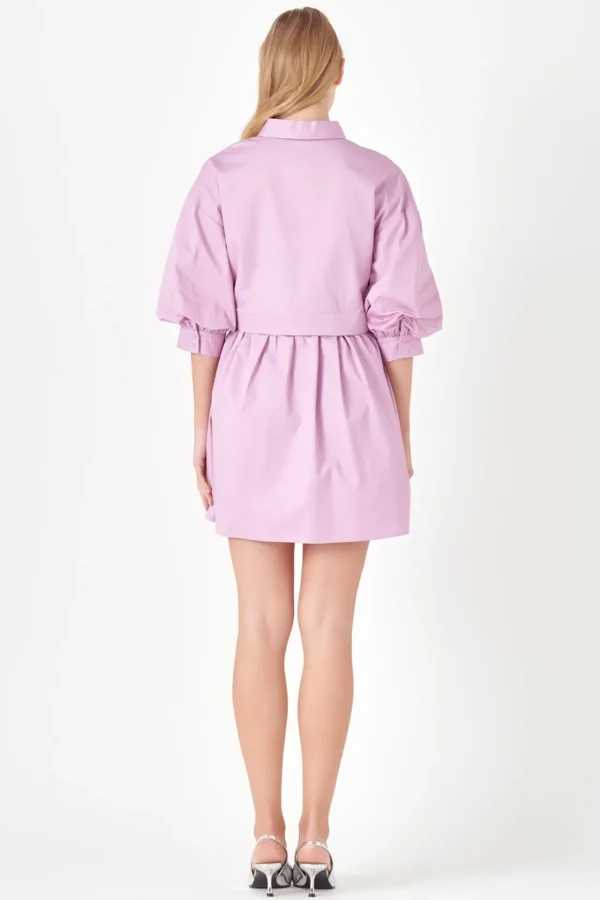 ENGLISH FACTORY Tops*- Puff Sleeve Shirt Dress