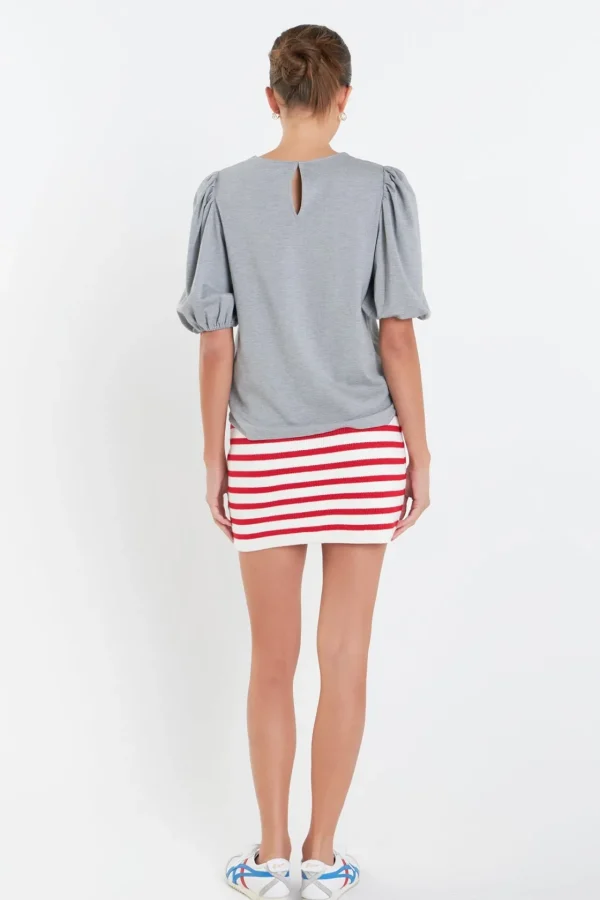 ENGLISH FACTORY Tops*- Puff Sleeve Ponte Top