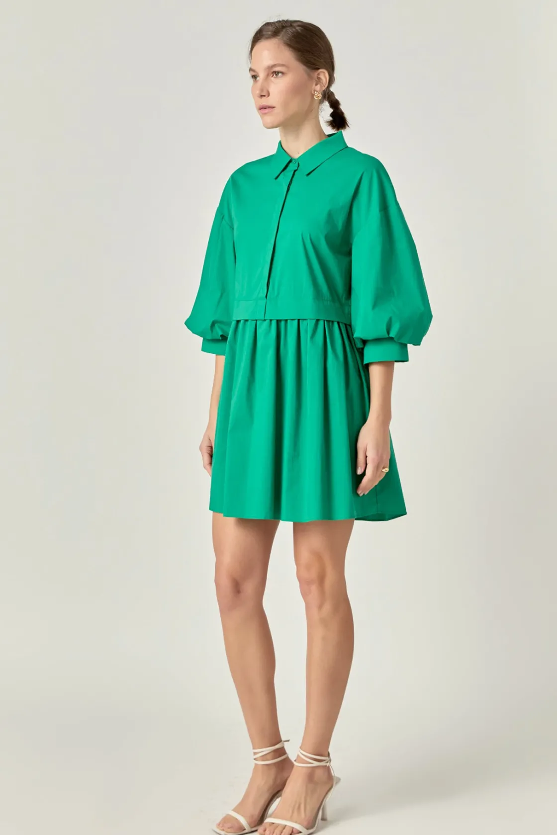 english_factory__puff_sle_2-8.webp ENGLISH FACTORY Tops*- Puff Sleeve Shirt Dress