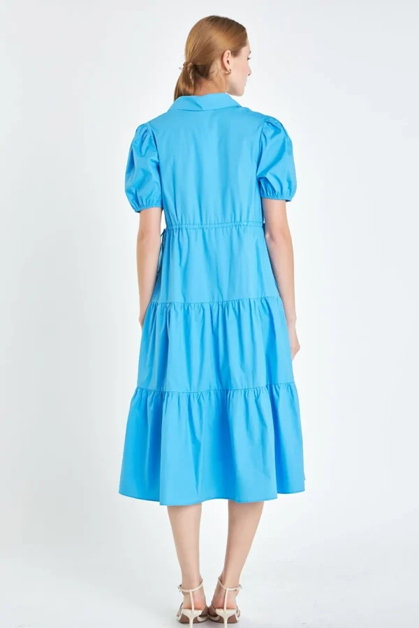 ENGLISH FACTORY Tops*- Puff Sleeve Tiered Midi Dress