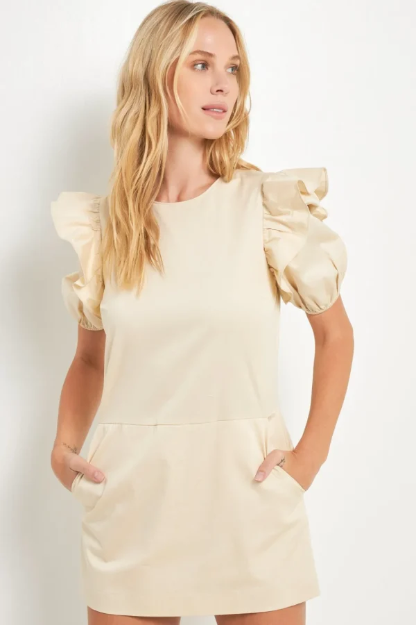 ENGLISH FACTORY Tops*- Puff sleeve with Stretched Romper IVORY